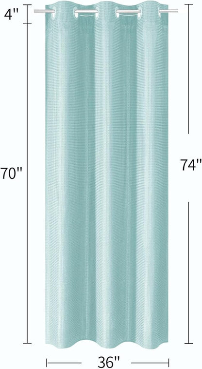 MitoVilla Teal Waffle Small Stall Shower Curtain Liner Set 36 x 74, No Hooks Required Half Size Narrow Fabric Cloth Shower Curtain Set with Snap-in Liner for Modern Bathroom Decor, Teal/Turquoise/Aqua