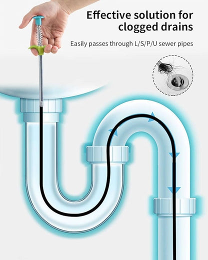 35.5inch Flexible Hair Drain Clog Remover Tool(1pcs), 17.8inch Cleaning Brush(2pcs), Hair Catcher Drain Auger Cleaner Tool Set for Pipe, Toilet, Kitchen Sink, Bathroom Tub, Sewer, (2+1)