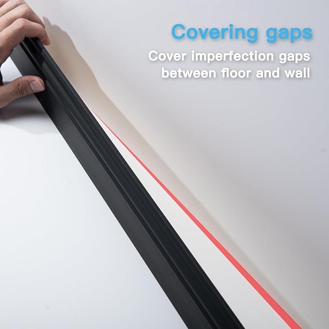 Art3d Wall Baseboard Molding Trim 8-Pack of 56 x 3.2 in., High Impact Polystyrene Skirting Board - Installed with Glue - Black