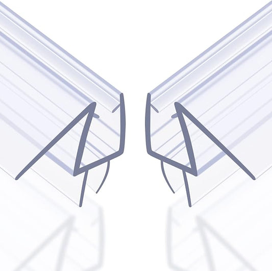 Shower Door Bottom Seal with Sweep 2Pack, 39"(990mm) Length PVC Clear Strips for 1/2"(10mm) Thick Frameless Glass Door, to Stop Water Leaking