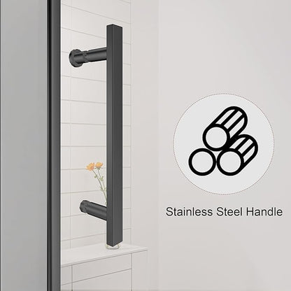 36-Inch Black Shower Door – 72" Height – 115° Opening (Left/Right) – Magnetic Seal – Aluminum Frame – Sliding/Walk-in Glass Enclosure – Tempered Glass