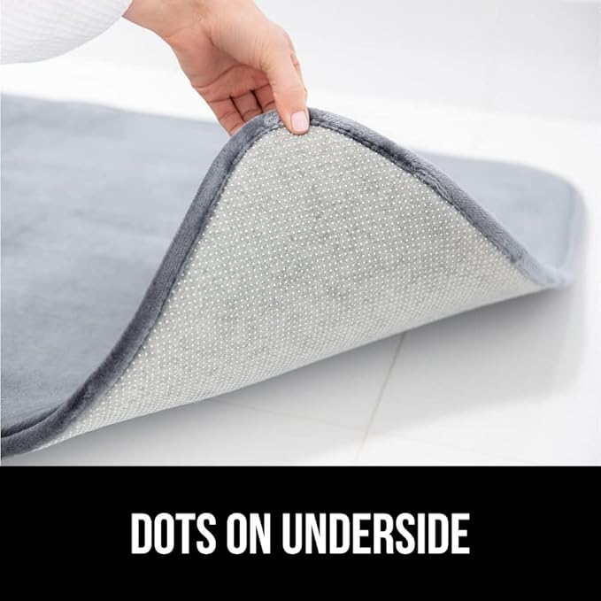 GORILLA GRIP Memory Foam Bath Rugs, Soft Absorbent Velvet Bathroom Mats, Durable Dots on Underside, Machine Washable Bathmat, Carpet Rug Room Decor for Shower Floor, 24x17 Mat, Graphite Gray