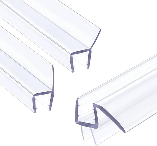Shower Door Seal Strip Kit 3 Packs, 2 PCS 76" Shower Door Side Seals and 1 PC 36" Shower Door Sweep Bottom Seal for 1/2" (12mm) Thick Glass Shower Door Polycarbonate