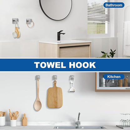 Cilee 10-Pieces Bathroom Hardware Set - Brushed Nickel Bathroom Accessories, 24 Inch Towel Bar, Square Towel Ring, Toilet Paper Holder, Towel Hook, Wall-Mounted Stainless Steel Towel Bar Rack Set