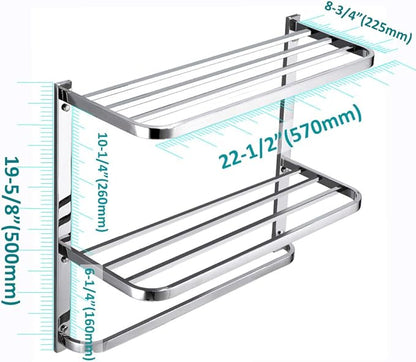 LUANT 3-Tier Bathroom Shelf with Towel Bars, Stainless Steel Wall Mounting Rack,22-1/2 Inch