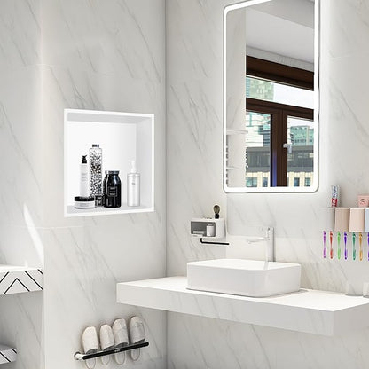 12" X 12" Shower Niche Insert Tile Ready, Niche for Shower Wall, Stainless Steel Recessed Shelf No Tile Needed for Bathroom Storage, White