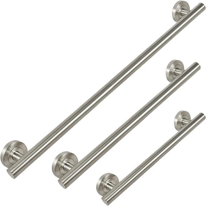 Lava Odoro Shower Grab Bar, Modern Set Stainless Steel Handicap Grab Bar for Bathtubs and Showers, Shower Safety Bar for Seniors Disabled, ADA-Compliant (Brushed Nickel, 3 Pack 18", 24'', 36")