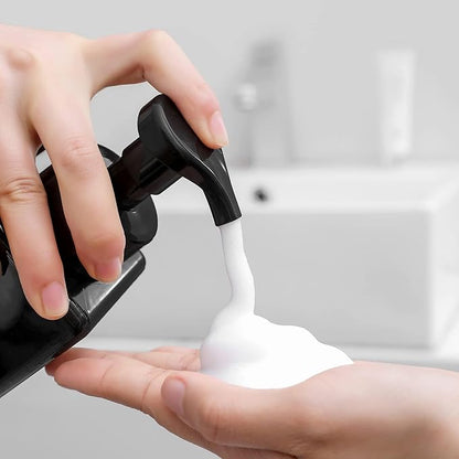 UUJOLY Foaming Soap Dispenser, 22oz Refillable Pump Bottle Plastic for Liquid Soap, Shampoo, Body Wash, 4 Pcs, Black