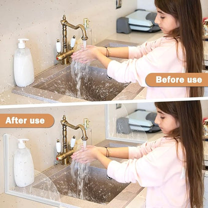 Shower Splash Guard, Large Splash Guards for Bathtub, Self-Adhesive Shower Corner Splash Guard, to Keep Water in Shower or Bath, Pack of 2 (9.45 X 9.45 Inches)