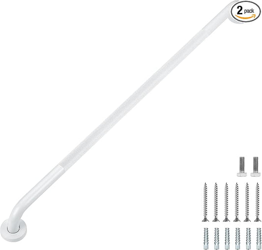 Grab Bars for Shower, 2 Pack 36-Inch Anti Slip Shower Handles for Elderly, Safety Shower Grab Bar, Stainless Steel Handicap Grab Bars for Bathroom (White 1" Diameter)