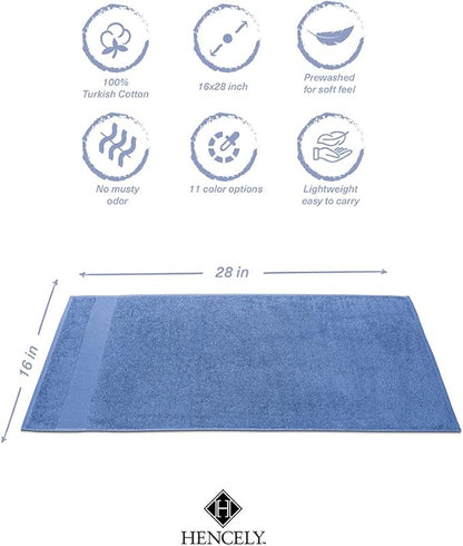 Hencely Luxury Hand Towel - Set of 2 (16x28 Inches) - Soft Turkish Cotton, Absorbent, Quick-Drying Face, Body, Kitchen, and Bathroom Towel (Hand Towels 2 Pack, Blue)