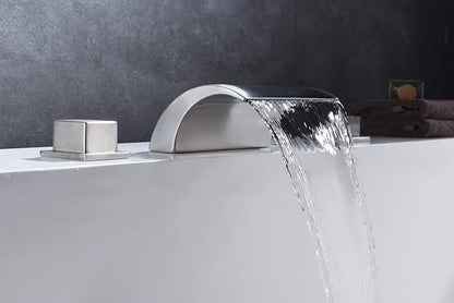 sumerain Roman Tub Faucets Brushed Nickel,Waterfall Spout for High Flow Rate,Include Valve and Trim Set