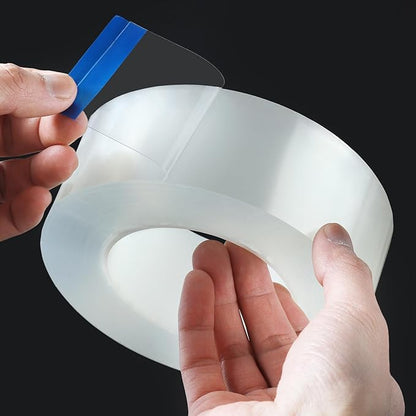 Transparent Weather Sealing Tape, Clear Draft Isolation Film Tape for Door Draft Stopper, Adhesive Tape for Doors, Windows and Shower Glass Gaps - No Residue (2 Inch x 16Ft)