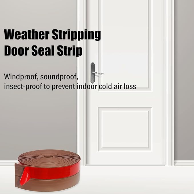 Wide Silicone Weather Stripping, 3 inch (W) x 20 Ft (L) Door Draft Stopper, Silicone Seal Strip for Doors Windows and Shower Glass Gap, Brown