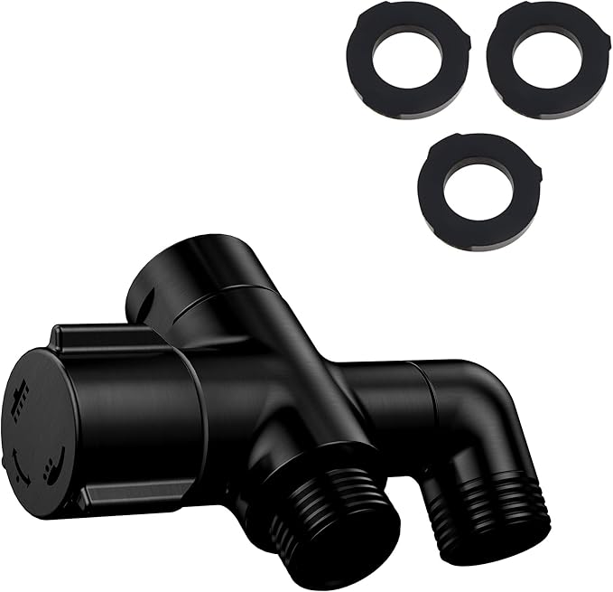 Metal 123 Way Shower Arm Diverter Valve for Handheld Shower Head and Fixed Spray Head, G1/2 Universal Bathroom System Component Replacement Part (Matte Black)