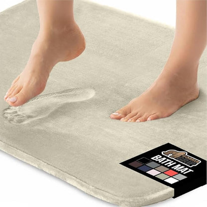 GORILLA GRIP Memory Foam Bath Rugs, Soft Absorbent Velvet Bathroom Mats, Durable Dots on Underside, Machine Washable Bathmat, Carpet Rug Room Decor for Shower Floor, 24x17 Mat, Champagne