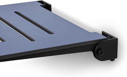 18 inch Silhouette Slimline Folding Wall Mount Shower Bench Seat, Navy Seat with Matte Black Frame