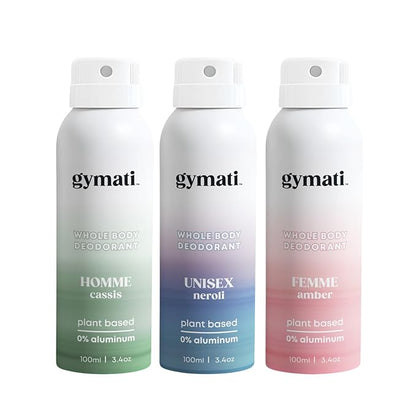 Gymati Fitness Body Deodorant Spray Aluminum Free - Men & Women & Unisex - Pack of 3