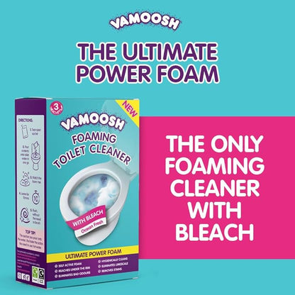 Vamoosh 6-in-1 Toilet Foaming Cleaner | Self-Activating Foam Technology | Stays Active for 10 Minutes | Easy to Use | Removes Stains | Eliminates Limescale & Removes Odor | 100g (Pack of 3)