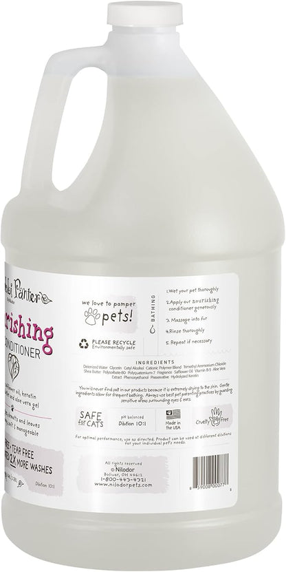 Bobbi Panter Nourishing Dog Conditioner - Detangles & De-Matts with Natural Safflower Oil, Keratin, Shea Butter, Aloe Vera for Fur, Sea Air Scent, 10:1 Concentrate, Made in The USA, 1 Gal.