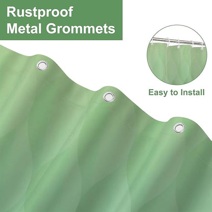 Green Ombre Shower Curtain, Modern Geometric Shower Curtain Set, Washable Polyester Fabric for Bathroom, Weighted Hem, 72 x 72 inch