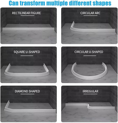Flexible Rubber Shower Water Stopper Strip, 2m Length Bathroom Floor Dam Barrier with Strong for Wet and Dry Separation, Fits Shower Trays, Bathtub Edges, Kitchen Sinks and Toilet Areas