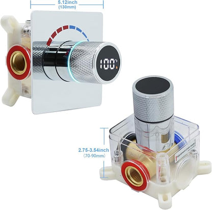 Digital Display Shower Valve Shower Valve Single Way Shower Diverter Valve Shower Mixing Valve Can Use All the Time Polished Chrome