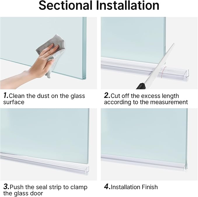 AmazerBath Shower Door Bottom Seal 39 inch (Set of 2) - Suitable for 1/4 Inch Glass, Frameless Glass Seal Strip Shower Door Sweep