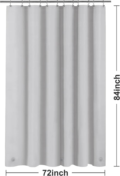 Barossa Design Extra Long Shower Curtain Liner with 3 Magnets - 72" x 84" XL, Waterproof PEVA Lightweight Shower Liner for Bathroom, PVC Free, Metal Grommets - Silver Gray, 72x84