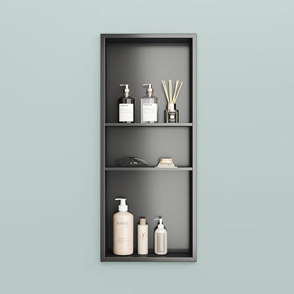 Neodrain 12X30 in Shower Niche, Gun Metal 3-Tier Wall Niche Stainless Steel Cabinet No Tile Needed Recessed Niche for Bathroom Storage