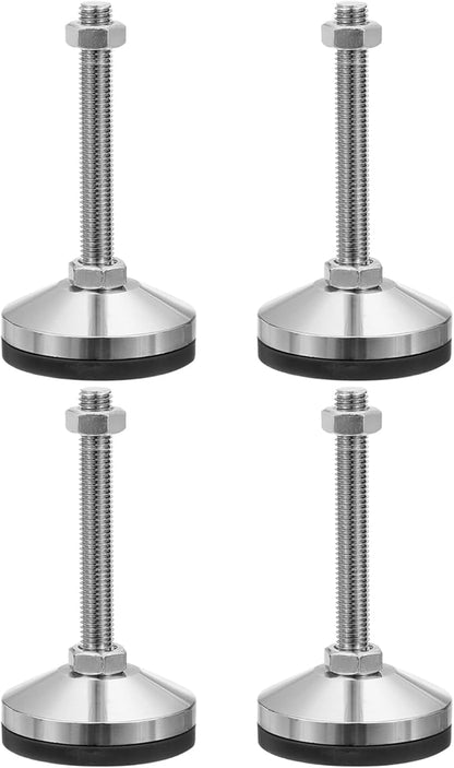 PATIKIL Furniture Leveling Feet 3.2" Dia Base M12 Thread, 4Pcs Carbon Steel Adjustable Threaded Furniture Levelers Screw on Leg Leveler with Pads for Desk Chair Cabinet,Black