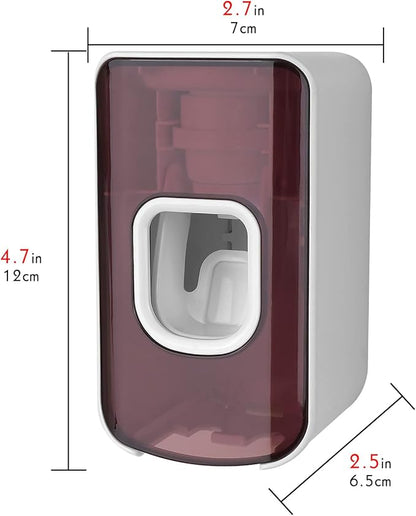 2 Slot Toothbrush Holder and Toothpaste Dispenser Wall Mounted, Automatic Toothpaste Squeezer, 2 in 1 Tooth Brush Toothpaste Organizer for Shower (Red)