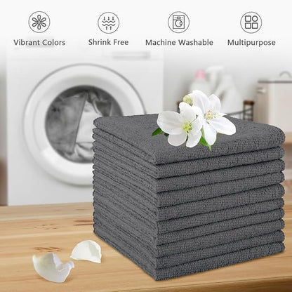 Orighty Washcloths Towels Set 20 Pack, Highly Absorbent and Soft Feel Microfiber Face Cloths, Multi-Purpose Wash Cloths & Hand Towels for Bathroom, Hotel, Spa, and Gym, 11.5x11.5 Inch, Grey