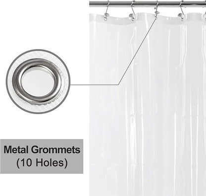 BAROSSA Design 54 inch Wide Stall Shower Curtain Liner with 3 Magnets - PEVA, Waterproof, PVC Free, Metal Grommets, Clear, 54x72