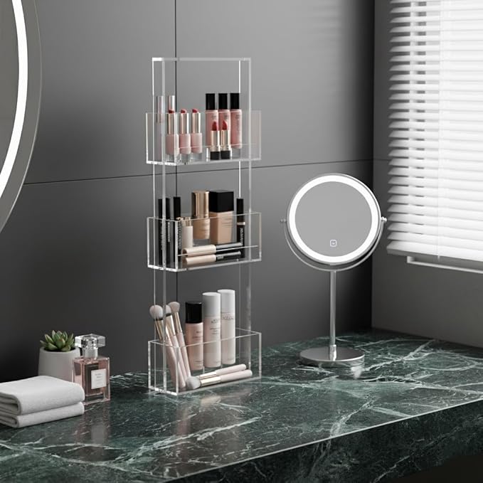 ONELUX 3-Tier Shower Organizer Stand,Acrylic Standing Shower Caddy,Bathroom Corner Shower Caddy (8206)