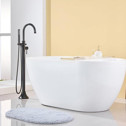 Free Standing Tub Faucet Oil Rubbed Bronze Freestanding Bathtub Faucet Floor Mount Brass Bathroom Tub Filler with Hand Shower