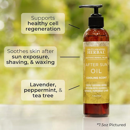 Ora's Amazing Herbal Travel Size After Sun and Shave Oil for Women & Men, Sunburn Relief, Botanical Moisturizer with Nourishing Herbs and Essential oils, Razor Burn, 2 oz with Pump