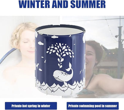 ptlsy Portable Bathtub for Adult, Ice Bath Tub for Adults, Folding Japanese Soaking Bath Tub Fit for Cold Warm Spa Indoor & Outdoor (Whale)