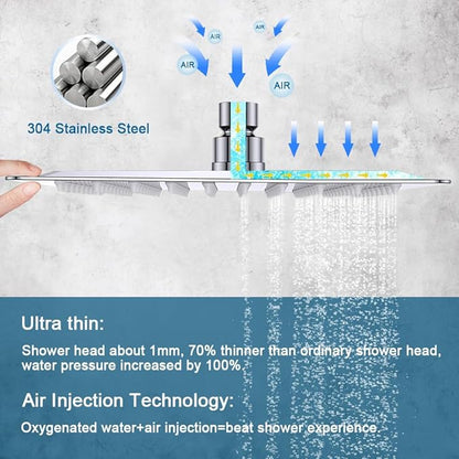 POP SANITARYWARE All Metal Shower Tub Faucet Set Chrome Bathroom 8 Inch Shower Head System with Tub Spout Wall Mounted Single Handle Shower Trim Kit with Rough-in Valve