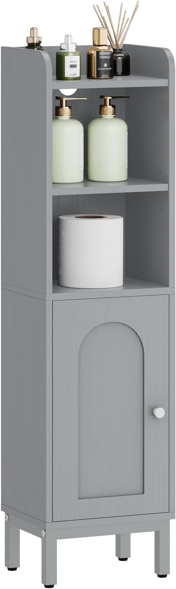 Bathroom Storage Cabinet, Small Corner Floor Cabinet with Door and Shelves, Narrow Toilet Paper Holder, Bathroom Organizer with Adjustable Shelf, for Small Spaces, Gray BC38221GR