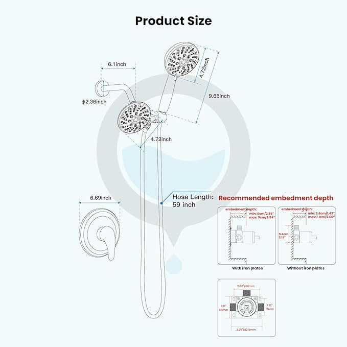gotonovo Dual 2 in 1 Shower Head Kit High Pressure Combo System Shower Faucet 6 Modes ABS Handheld Spray Shower Trim Kit with Valve Shower Head and Handle Set Oil Rubbed Bronze
