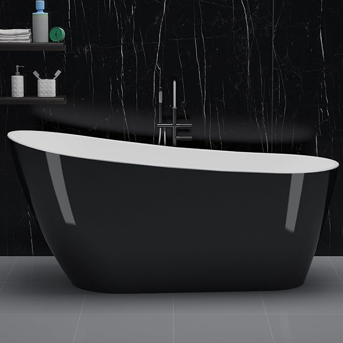 67 Inch Acrylic Freestanding Bathtub, Bathtub with Matte Drain and Overflow, Modern Square Tub with Deep Ergonomic Design and Double-Walled Insulation, Double-Walled Insulation, cUPC Certified