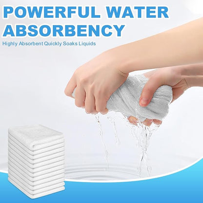 24 Pack 100% Cotton Wash Cloth, 12x12 Inch Highly Absorbent and Soft Feel Fingertip Towels, Machine Washable Washcloths for Bathroom, Gym, Hotel, Spa and Kitchen, White