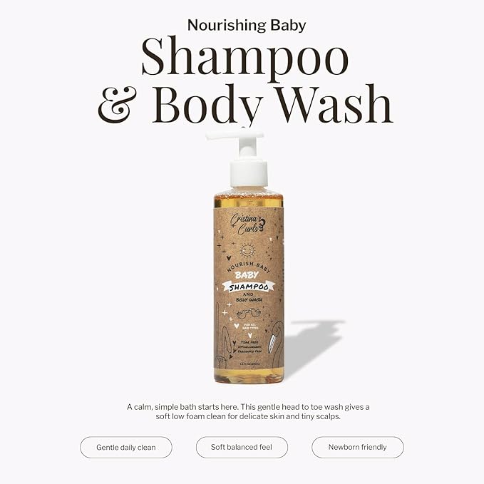 Cristina's Curls Baby Shampoo & Body Wash – Gentle Low-Foam Head-To-Toe Clean For Newborns And Sensitive Skin