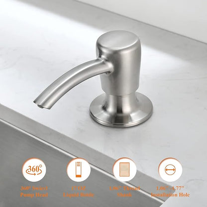 Soap Dispenser, Kitchen Sink Soap Dispenser, Build in Sink Soap Dispenser, Lotion Dispenser, Brushed Nickel RULIA RB2005