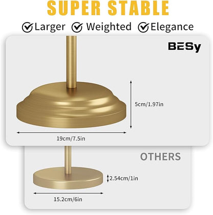 BESy Toilet Paper Holder Free Standing Bathroom Toilet Tissue Holder Stand for Floor Toilet Paper Roll Holder with Storage Hardware Accessories Rack Hand Towel Bar Brushed Gold Stainless Steel