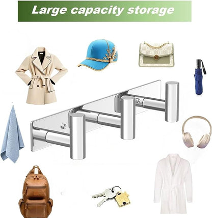 Wall Mounted Coat Rack-3 Hooks, Heavy Duty Stainless Steel Wall Hooks for Towel Coat Bag, Hat Rack Coat Hanger Coat Hooks Towel Racks for Bathroom Entryway Kitchen Hotel (Glossy, 1 Pack)