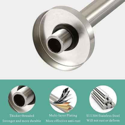 Voolan 15" Round Shower Arm with Flange and Teflon Tape, Extension Shower Head Arm for Bathroom Fixed Shower Head, Solid Stainless Steel, Wall Mounted (Brushed Nickel)