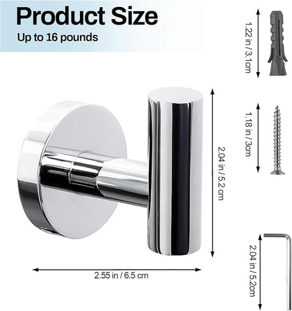 Kruodop Towel Hooks for Bathroom,4 Packs Wall Mount Towel Holder,Black Matte Wall Robe Hook,Stainless Steel Heavy Duty Door Hanger Towel Hook for Kitchen, Bedroom,Hotel,Pool,Coats
