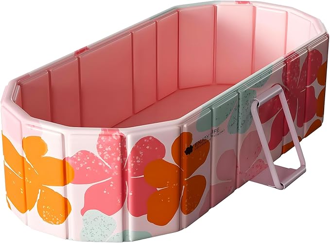 Portable Bathtub for Adult 59" Large Collapsible Cold Plunge Bathtub Foldable No Installation Ice Bath Tub for Shower Stall, Bathroom Hot SPA Soaking Standing Tub